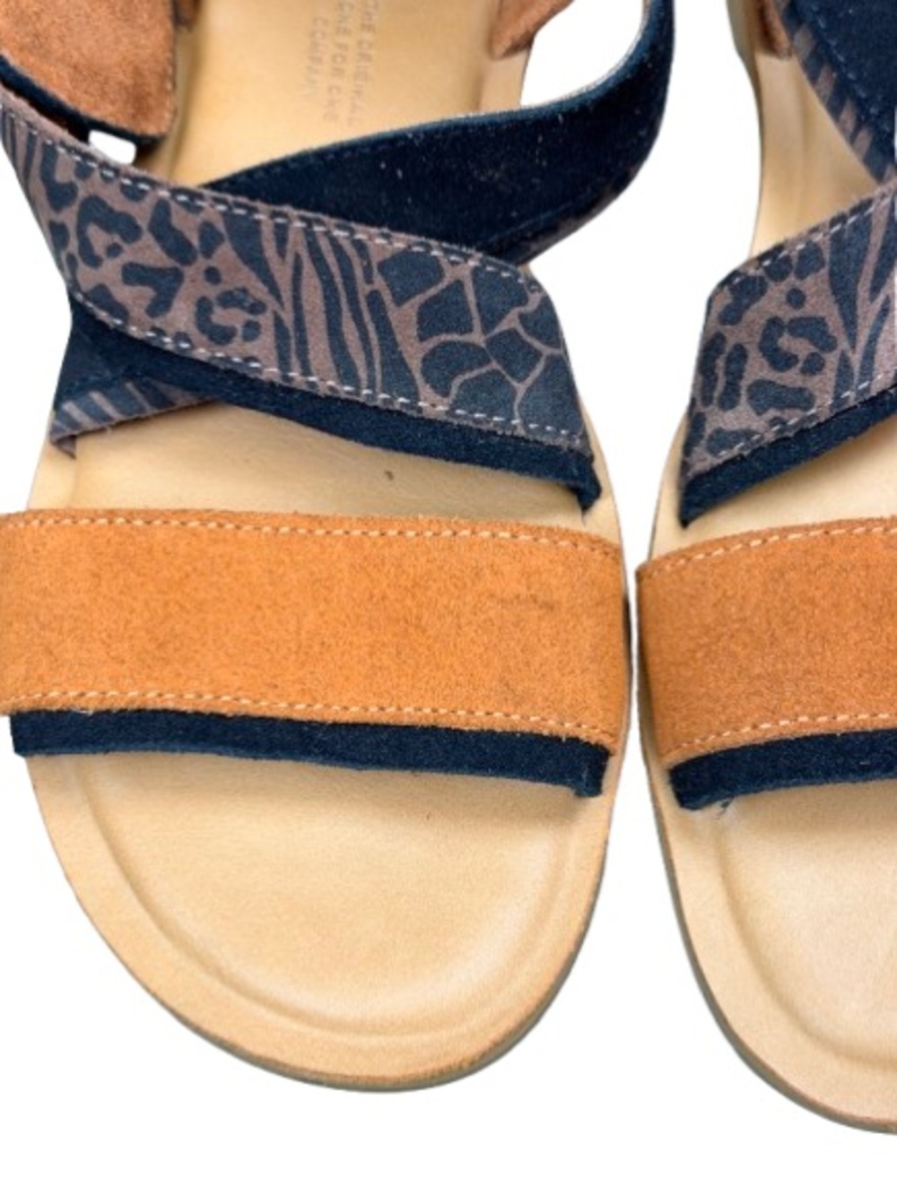 TOMS Sidney Sandals W7 Suede Animal Hybrid Print Boho Comfort Mobwife - Picture 8 of 11